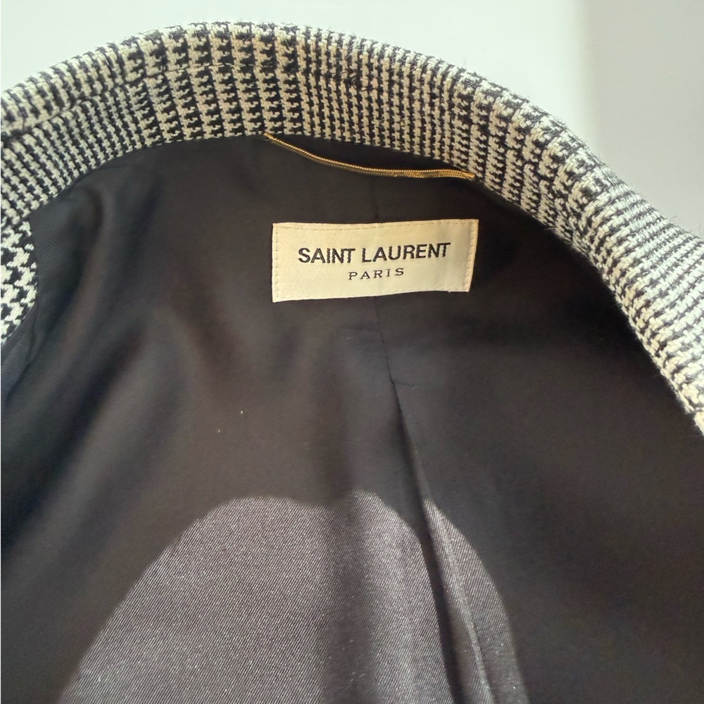 YSL Saint Laurent houndstooth print double breasted blazer jacket - Picture 5 of 6